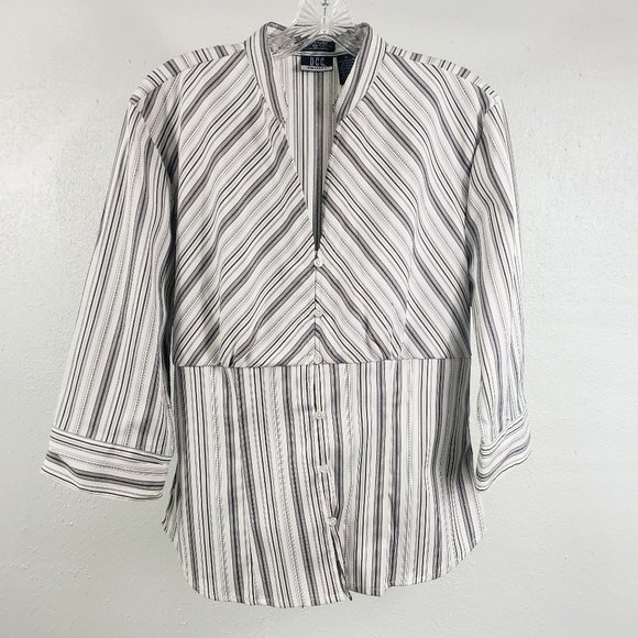 DCC Women's Easy Care Stretch Embroidered Pin Stripe Shirt Top Blouse - Picture 1 of 13